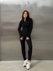 Жіночий комбінезон на флісі в рубчик, Чорний Uaclothes (like16451) модель like16451-chernj Фото