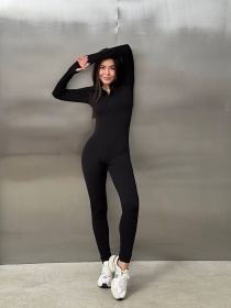 Жіночий комбінезон на флісі в рубчик, Чорний Uaclothes (like16451) модель like16451-chernj Фото