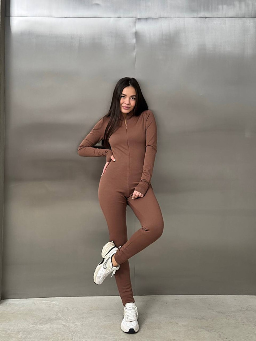 Жіночий комбінезон на флісі в рубчик, Капучино Uaclothes (like16451) модель like16451-kofejnij Фото