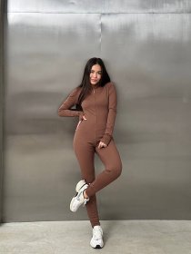 Жіночий комбінезон на флісі в рубчик, Капучино Uaclothes (like16451) модель like16451-kofejnij Фото