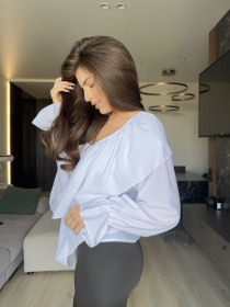 Жіноча блуза з воланом та довгим рукавом, Білий Uaclothes (like16447) модель like16447-belj Фото