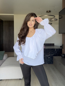 Жіноча блуза з воланом та довгим рукавом, Білий Uaclothes (like16447) модель like16447-belj Фото