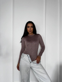 Жіночий блискучий боді з рукавом, Пудровий Uaclothes (like16439) модель like16439-pudrovj Жіночий блискучий боді з рукавом, Пудровий Uaclothes (like16439) модель like16439-pudrovj Фото