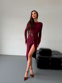 Жіноча вечірня міді сукня з розрізом, Бордовий Uaclothes (like16402) модель like16402-bordovj Фото