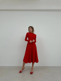Жіноча еластична міді сукня кльош, Червоний Uaclothes (like16373) модель like16373-krasnj Фото