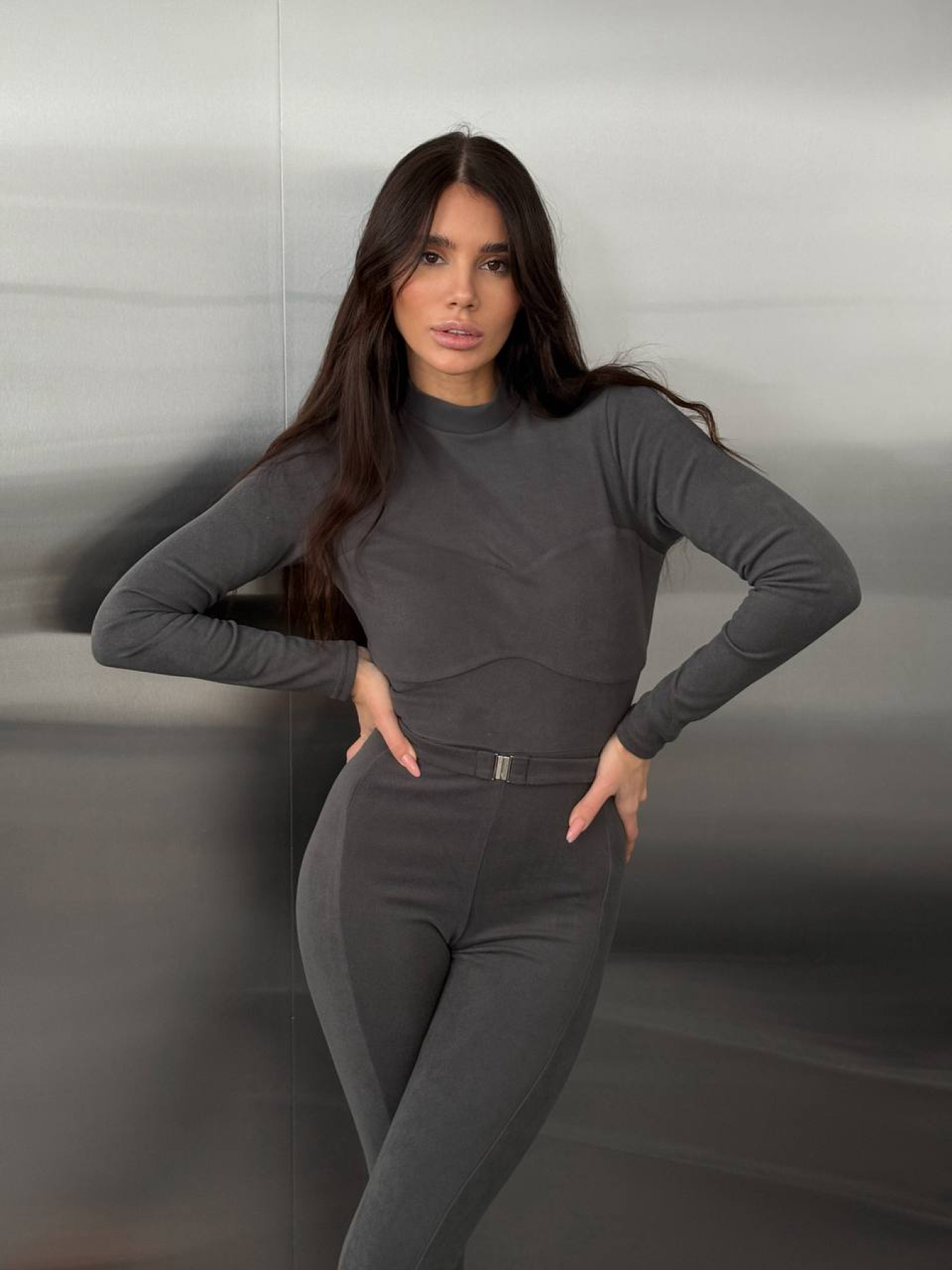 Жіночий базовий термокомбінезон на блискавці, Сірий Uaclothes (like16335) модель like16335-serj Фото