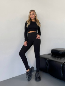 Жіночі лосини в рубчик на флісі, Чорний Uaclothes (like16142) модель like16142-chernj Фото