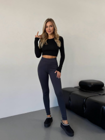 Жіночі лосини в рубчик на флісі,  Uaclothes (like16142) модель like16142-grafitovj Фото