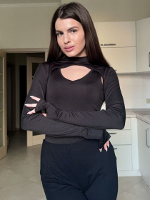 Жіночий боді і топ з довгим рукавом,  Uaclothes (like15962) модель like15962-chernj Фото