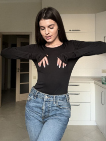 Жіночий базовий однотонний боді з рукавом, Чорний Uaclothes (like15954) модель like15954-chernj Фото