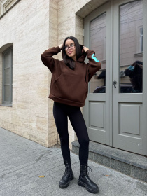 Жіноче спортивне худі на флісі, Коричневий Uaclothes (like15923) модель like15923-korichnevj Жіноче спортивне худі на флісі, Коричневий Uaclothes (like15923) модель like15923-korichnevj Фото