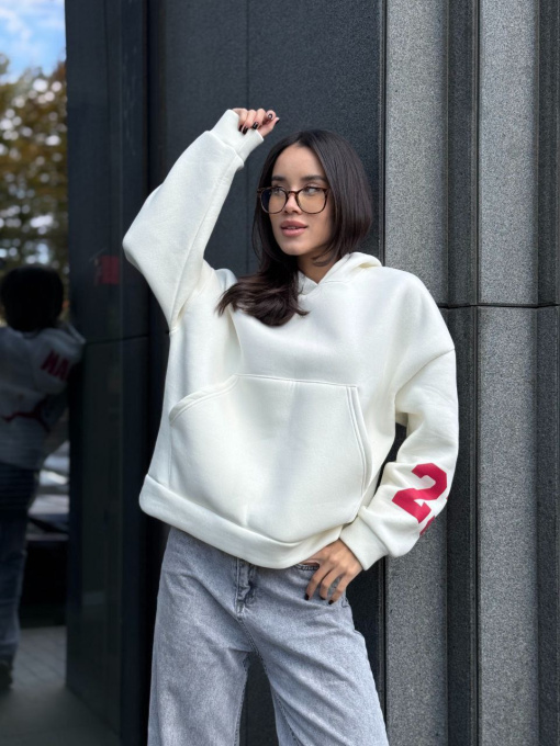 Жіноче спортивне худі на флісі, Молочний Uaclothes (like15923) модель like15923-molochnj Фото