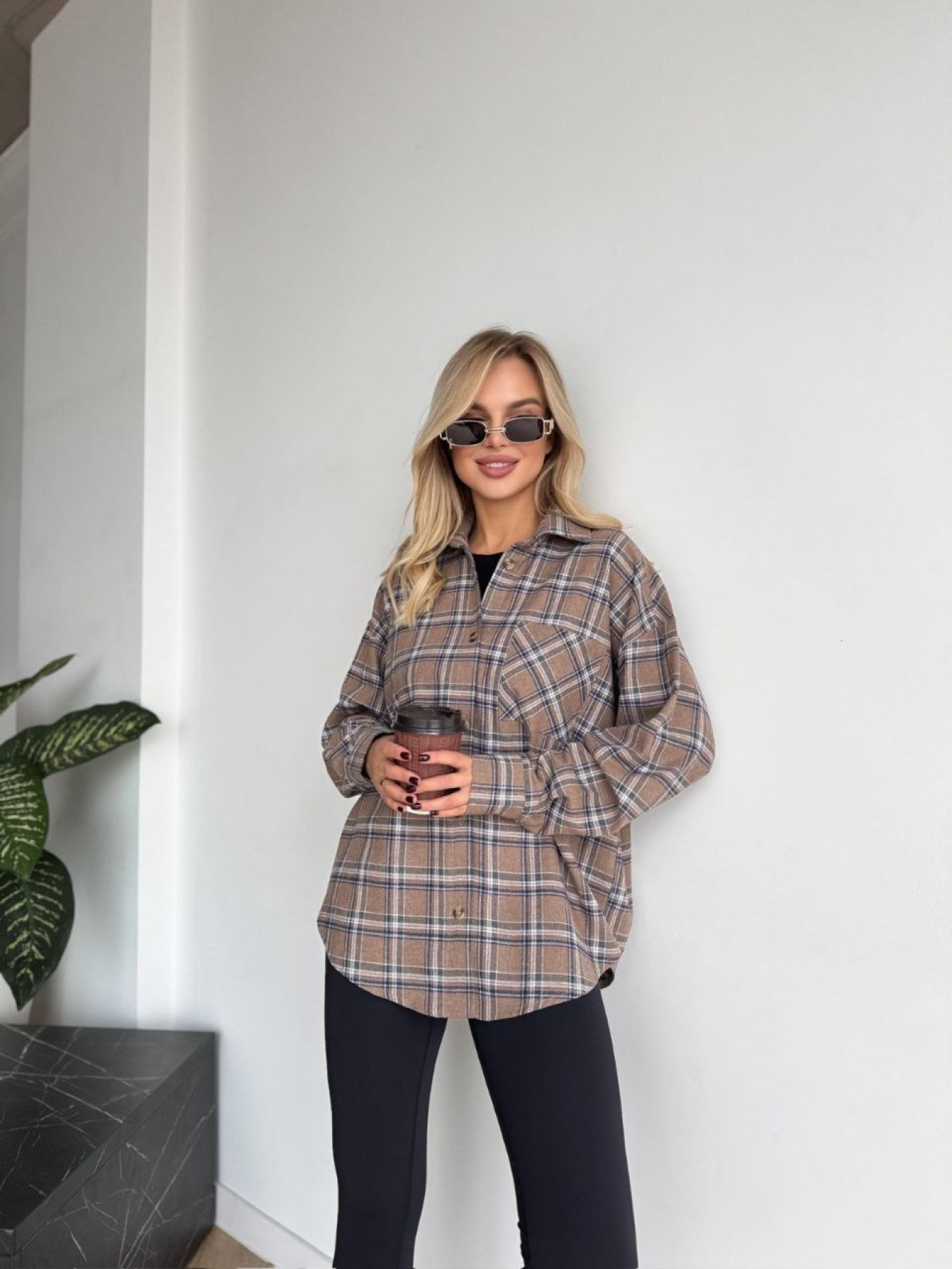 Сорочка в клітинку Uaclothes модель like15667-bezhevj Фото