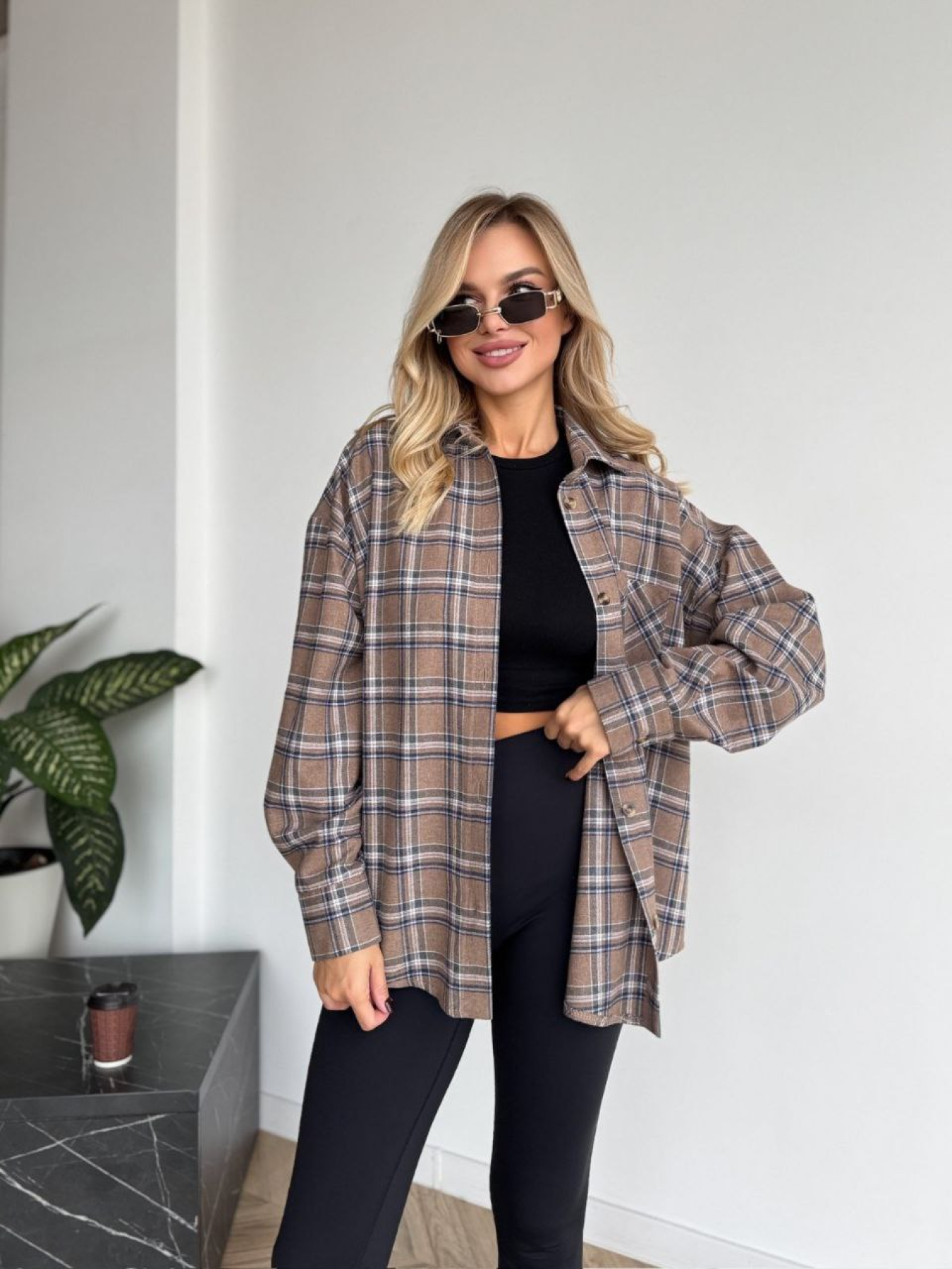 Сорочка в клітинку Uaclothes модель like15667-bezhevj Фото