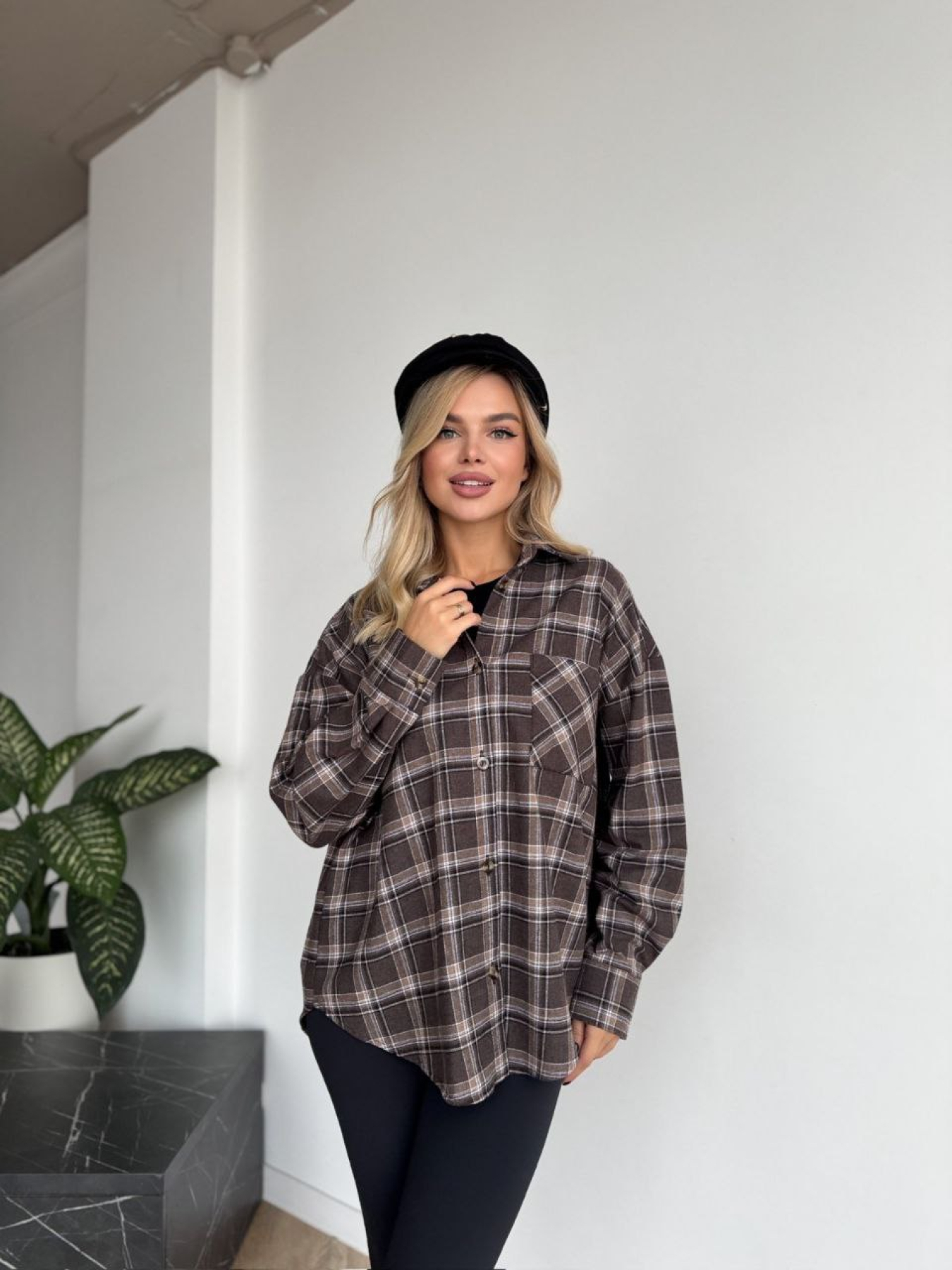 Сорочка в клітинку Uaclothes модель like15667-kofejnij Фото