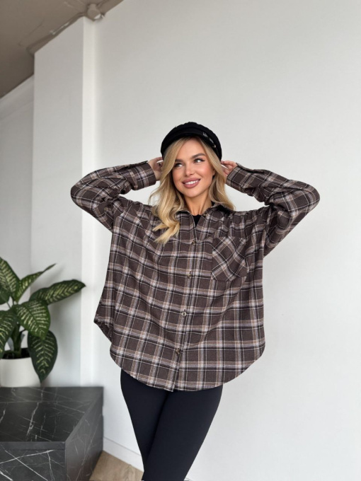 Жіноча фланелева сорочка у клітинку, Капучино Uaclothes (like15667) модель like15667-kofejnij Фото