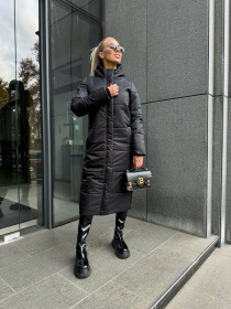 Жіноче зимове пальто-пуховик з капюшоном та паском, Чорний Uaclothes (like15636) модель like15636-chernj Фото