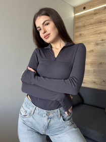 Жіночий трикотажний боді в рубчик з коміром на блискавці, Графітовий Uaclothes (like15429) модель like15429-grafitovj Жіночий трикотажний боді в рубчик з коміром на блискавці, Графітовий Uaclothes (like15429) модель like15429-grafitovj Фото