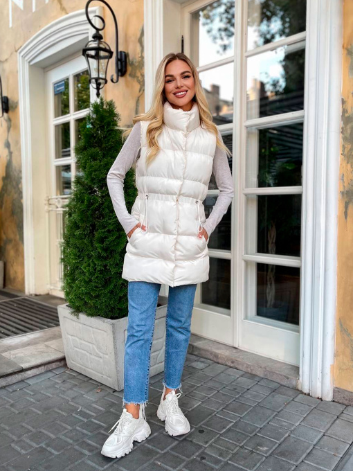 Жіночий подовженний демісезонний жилет, Молочний Uaclothes (like15263) модель like15263-molochnj Фото