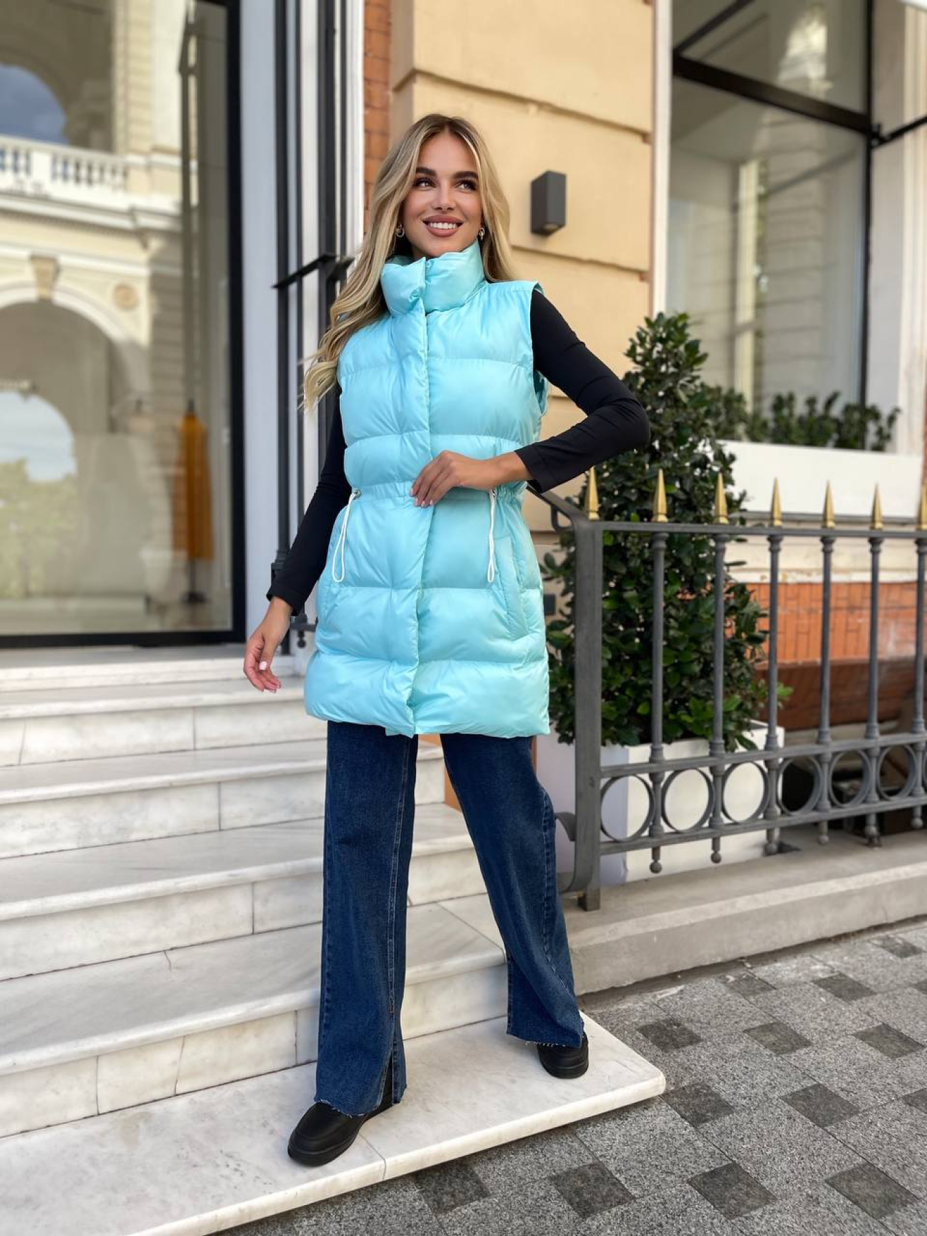 Жіночий подовженний демісезонний жилет, Блакитний Uaclothes (like15263) модель like15263-goluboj Фото