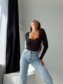 Жіночий однотонний боді з ефектом пуш-ап, Чорний Uaclothes (like15177) модель like15177-chernj Фото