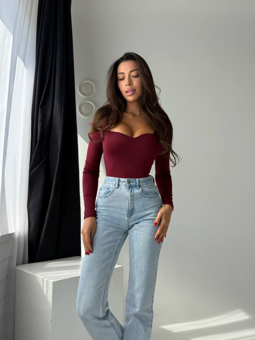 Жіночий однотонний боді з ефектом пуш-ап, Бордовий Uaclothes (like15177) модель like15177-bordovj Фото