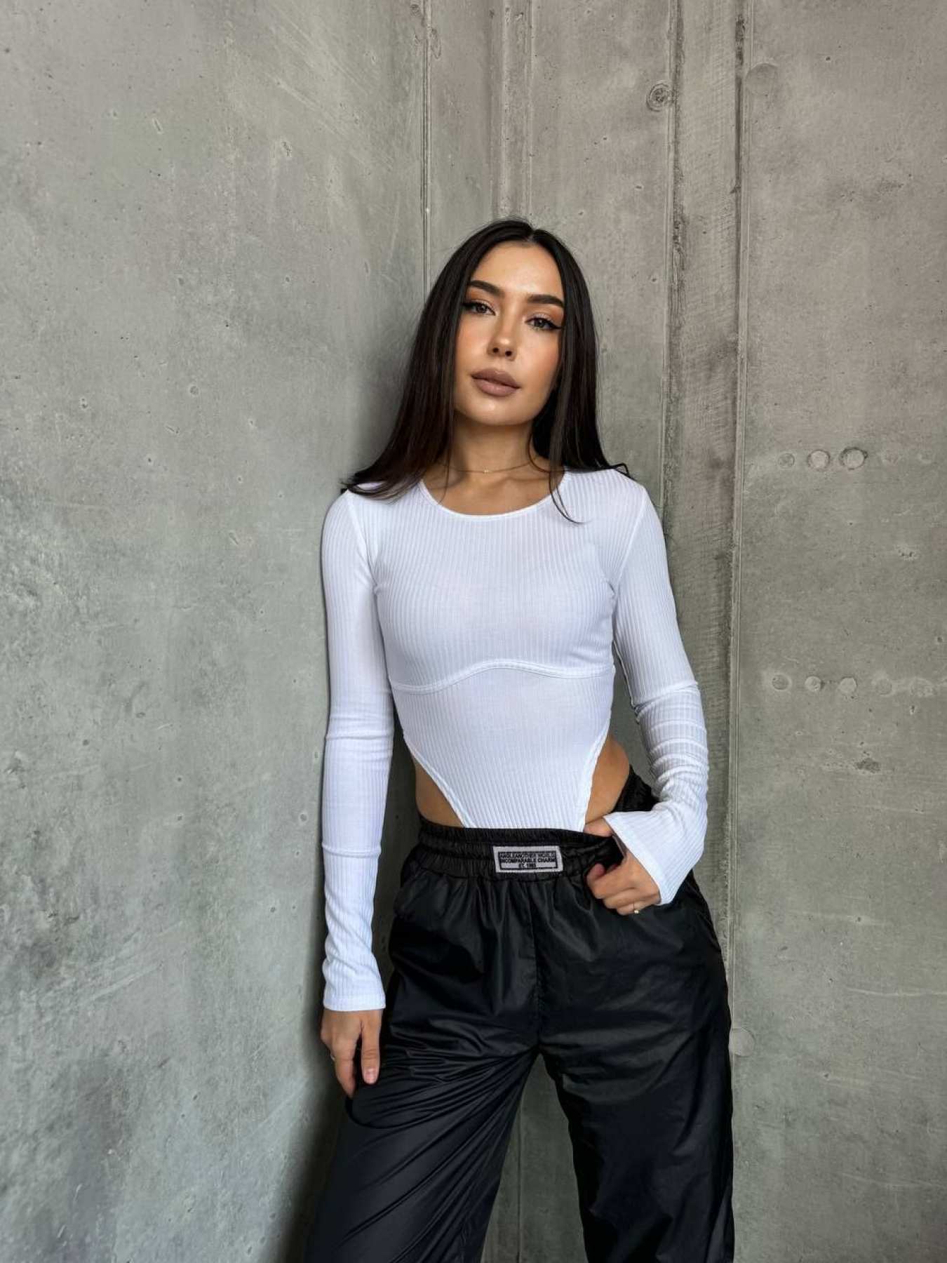 Жіночий базовий боді в рубчик з рукавом, Білий Uaclothes (like15132) модель like15132-belj Фото