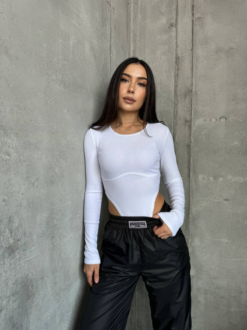 Жіночий базовий боді в рубчик з рукавом, Білий Uaclothes (like15132) модель like15132-belj Фото