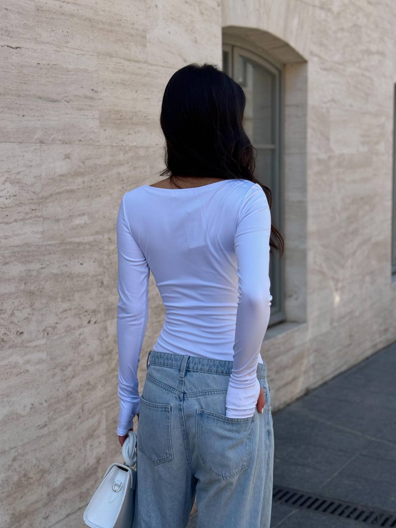 Жіночий базовий боді з розрізом для пальців, Білий Uaclothes (like15137) модель like15137-belj Фото