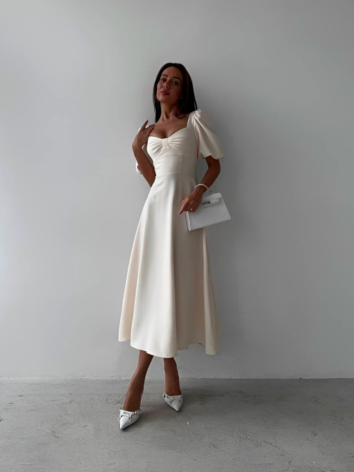 Жіноча вечірня сукня міді з рукавом-ліхтариком, Молочний Uaclothes (like15029) модель like15029-molochnj Фото