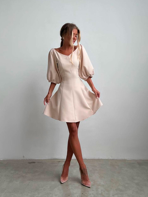 Жіноча міні сукня з пишним рукавом, Бежевий Uaclothes (like15025) модель like15025-bezhevj Фото