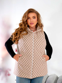 Жіночий демісезонний жилет з капюшоном, Бежевий Uaclothes (like15001) модель like15001-bezhevj Фото