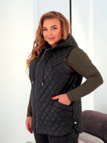 Жіночий стьобаний жилет з капюшоном, Чорний Uaclothes (like14867) модель like14867-chernj Фото