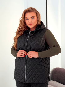 Жіночий стьобаний жилет з капюшоном, Чорний Uaclothes (like14867) модель like14867-chernj Фото