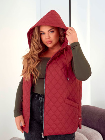 Жіночий стьобаний жилет з капюшоном, Бордовий Uaclothes (like14867) модель like14867-bordovj Фото