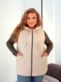 Жіночий стьобаний жилет з капюшоном, Молочний Uaclothes (like14867) модель like14867-molochnj Фото