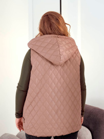 Жіночий стьобаний жилет з капюшоном, Бежевий Uaclothes (like14867) модель like14867-bezhevj Фото