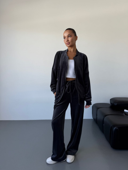 Жіночий велюровий костюм на блискавці (кофта+штани), Графітовий Uaclothes (like14861) модель like14861-grafitovj Фото