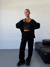 Жіночий велюровий костюм на блискавці (кофта+штани), Чорний Uaclothes (like14861) модель like14861-chernj Фото