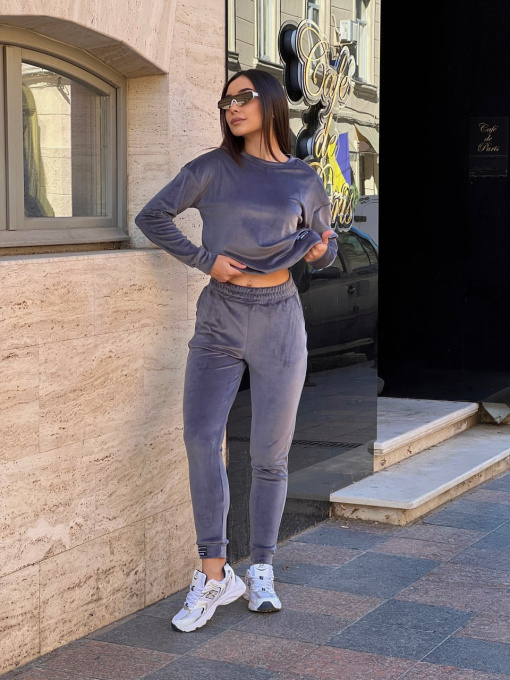 Жіночий спортивний велюровий костюм (светр+штани), Графітовий Uaclothes (like14846) модель like14846-grafitovj Фото