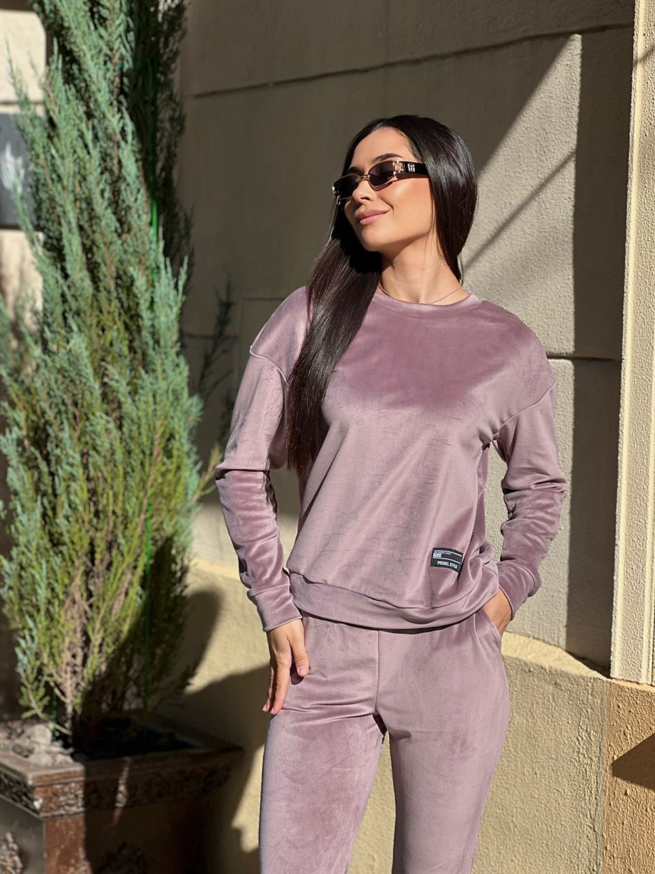 Жіночий спортивний велюровий костюм (светр+штани), Пудровий Uaclothes (like14846) модель like14846-pudrovj Фото