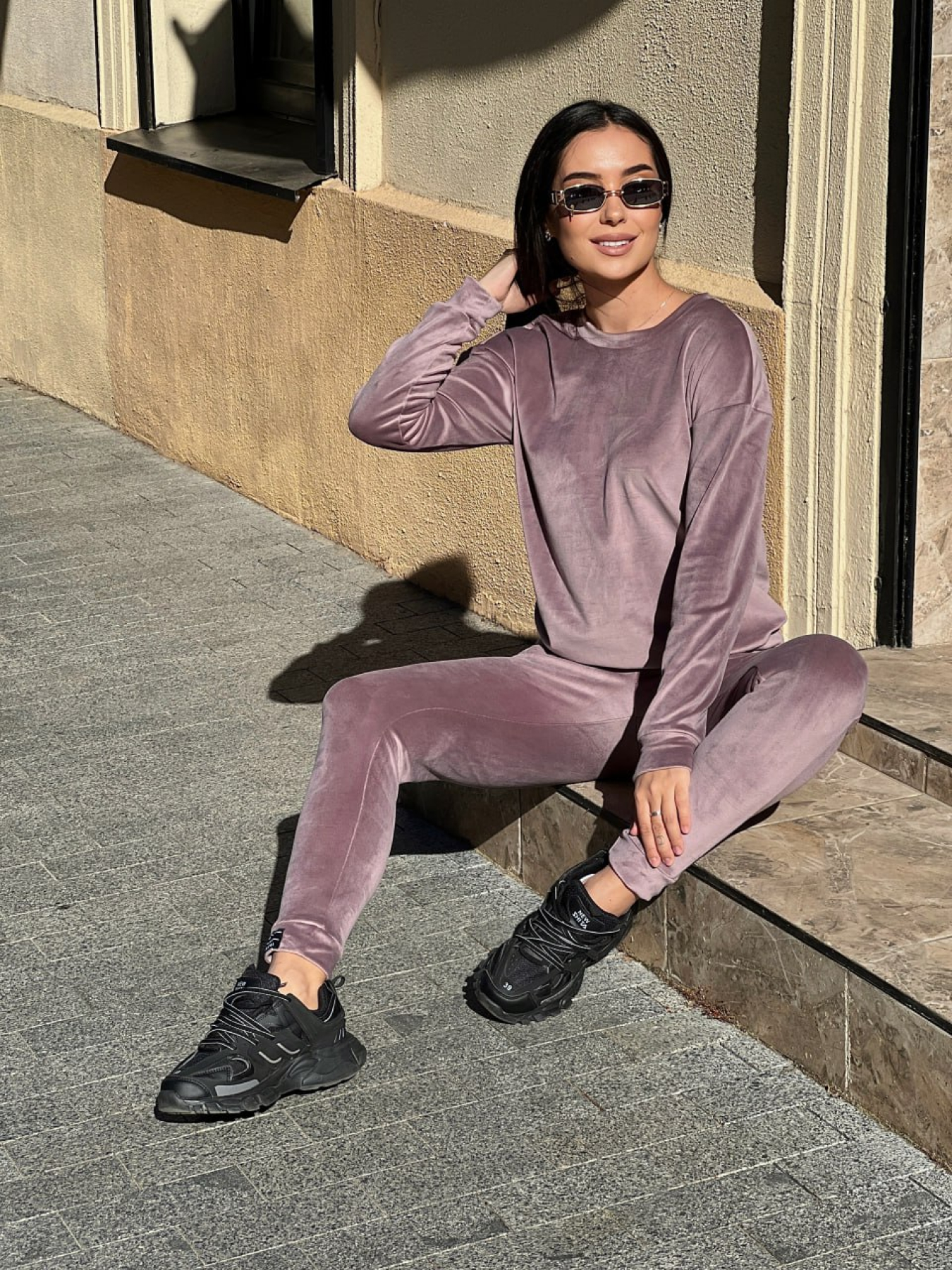 Жіночий спортивний велюровий костюм (светр+штани), Пудровий Uaclothes (like14846) модель like14846-pudrovj Фото