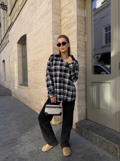 Жіноча фланелева сорочка у клітинку, Чорний Uaclothes (like14743) модель like14743-chernj Фото