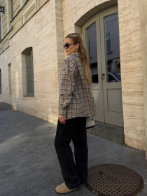 Рубашка в клетку Uaclothes модель like14743-bezhevj Рубашка в клетку Uaclothes модель like14743-bezhevj Фото