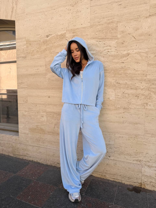 Жіночий велюровий костюм на змійці (худі+штани), Блакитний Uaclothes (like14672) модель like14672-goluboj Фото