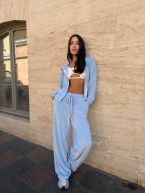 Жіночий велюровий костюм на змійці (худі+штани), Блакитний Uaclothes (like14672) модель like14672-goluboj Фото