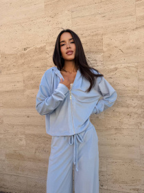 Жіночий велюровий костюм на змійці (худі+штани), Блакитний Uaclothes (like14672) модель like14672-goluboj Фото