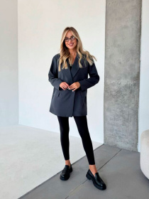 Жіночий подовжений піджак з паском, Графітовий Uaclothes (like14527) модель like14527-grafitovj Фото