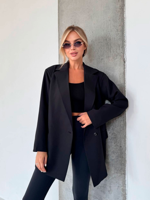 Жіночий подовжений піджак з паском, Чорний Uaclothes (like14527) модель like14527-chernj Фото