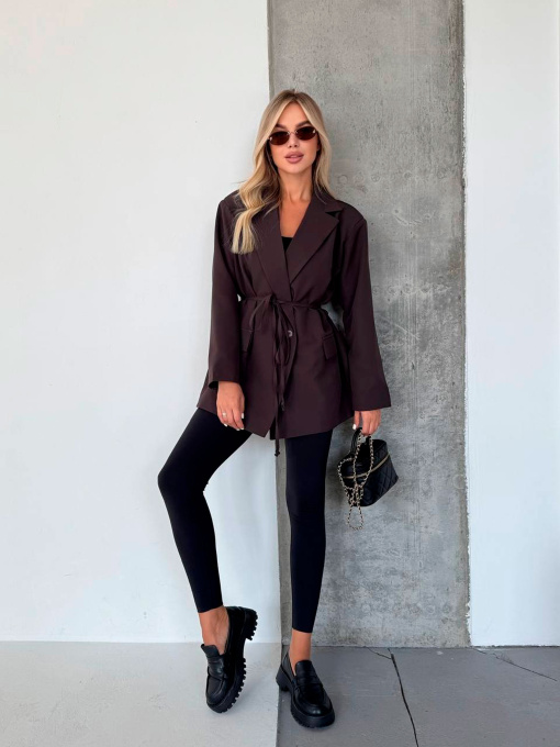 Жіночий подовжений піджак з паском, Коричневий Uaclothes (like14527) модель like14527-korichnevj Фото
